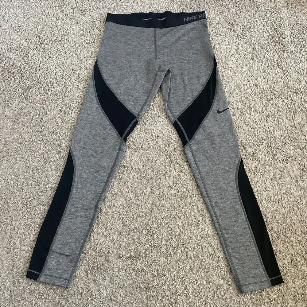 Nike Pro Girls Medium Leggings Gray And Black Large L